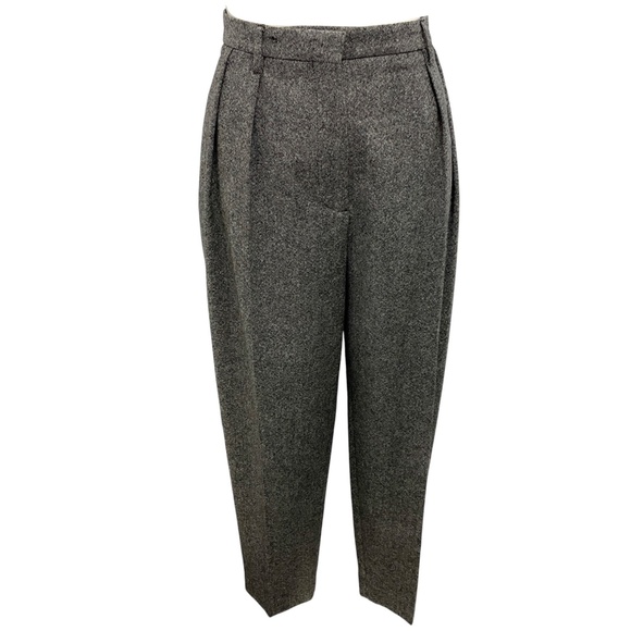 ALTUZARRA BLACK TWEED EMMETT PLEATED TAPERED PANTS - Picture 1 of 5